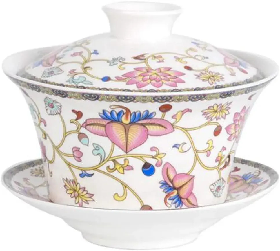 Eplze Ceramic Gaiwan Teacup 300ml (10oz) | Traditional Chinese Kung Fu Tea Cup with Lid - view 2