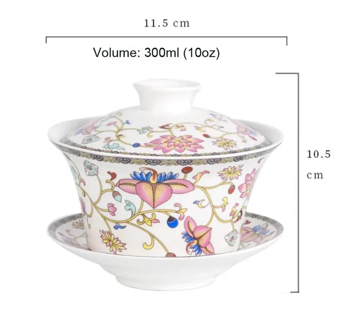 Eplze Ceramic Gaiwan Teacup 300ml (10oz) | Traditional Chinese Kung Fu Tea Cup with Lid - view 4