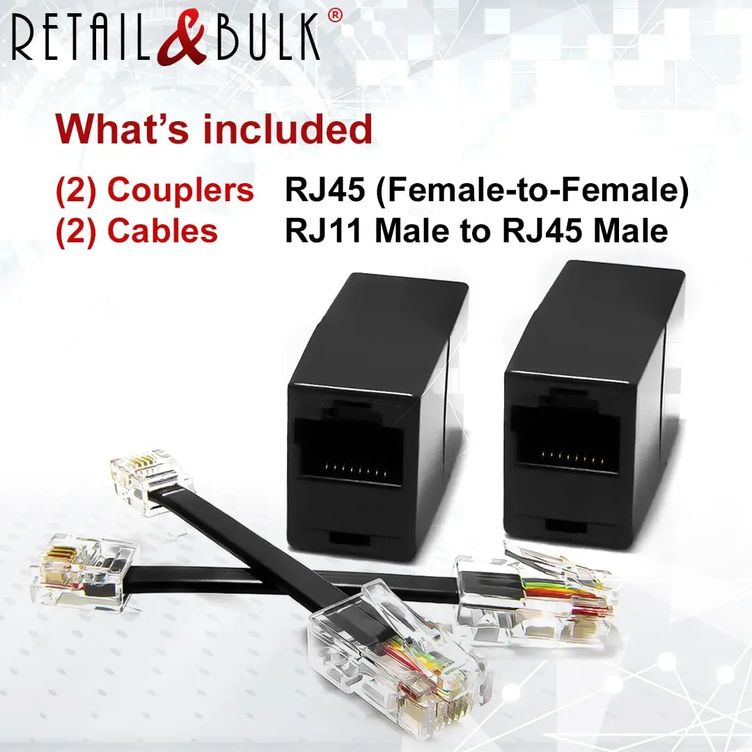 RetailAndBulk 2-Pack RJ45 Female to RJ11 Male Adapter | Connect Landline Devices to Ethernet - view 4