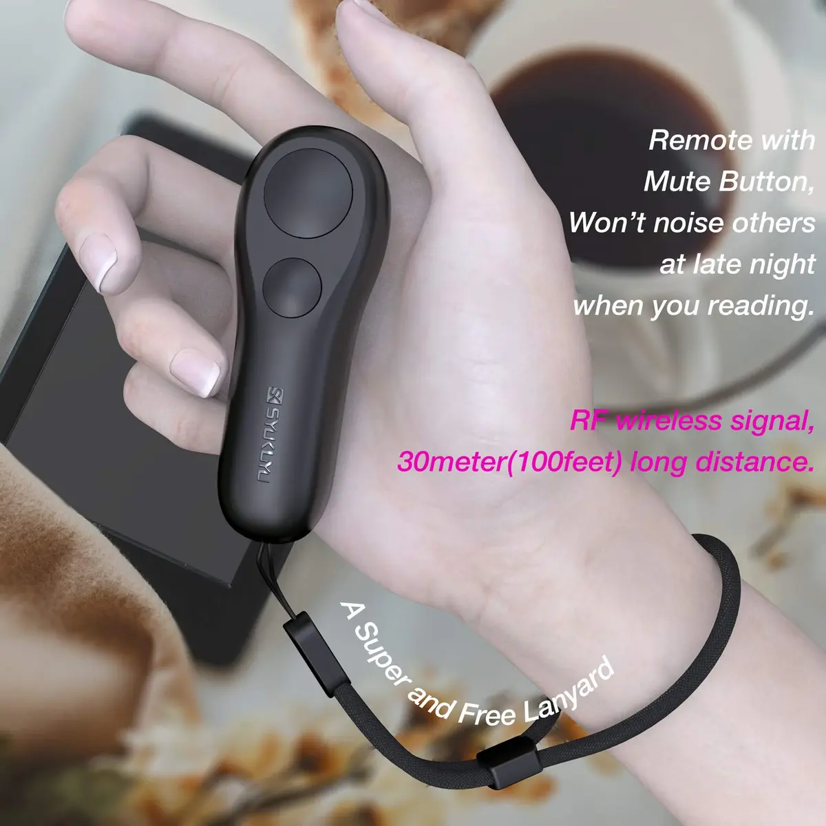 SK SYUKUYU RF Remote Control Page Turner for Kindle, iPad, Android Tablets & iPhone | Black - view 4