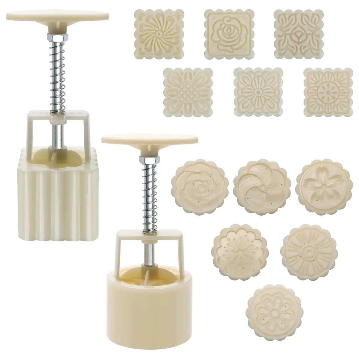 Luxiv Mooncake Mold Set 75g | 12 Patterns Round & Square, Food-Grade ABS, Reusable - main product image