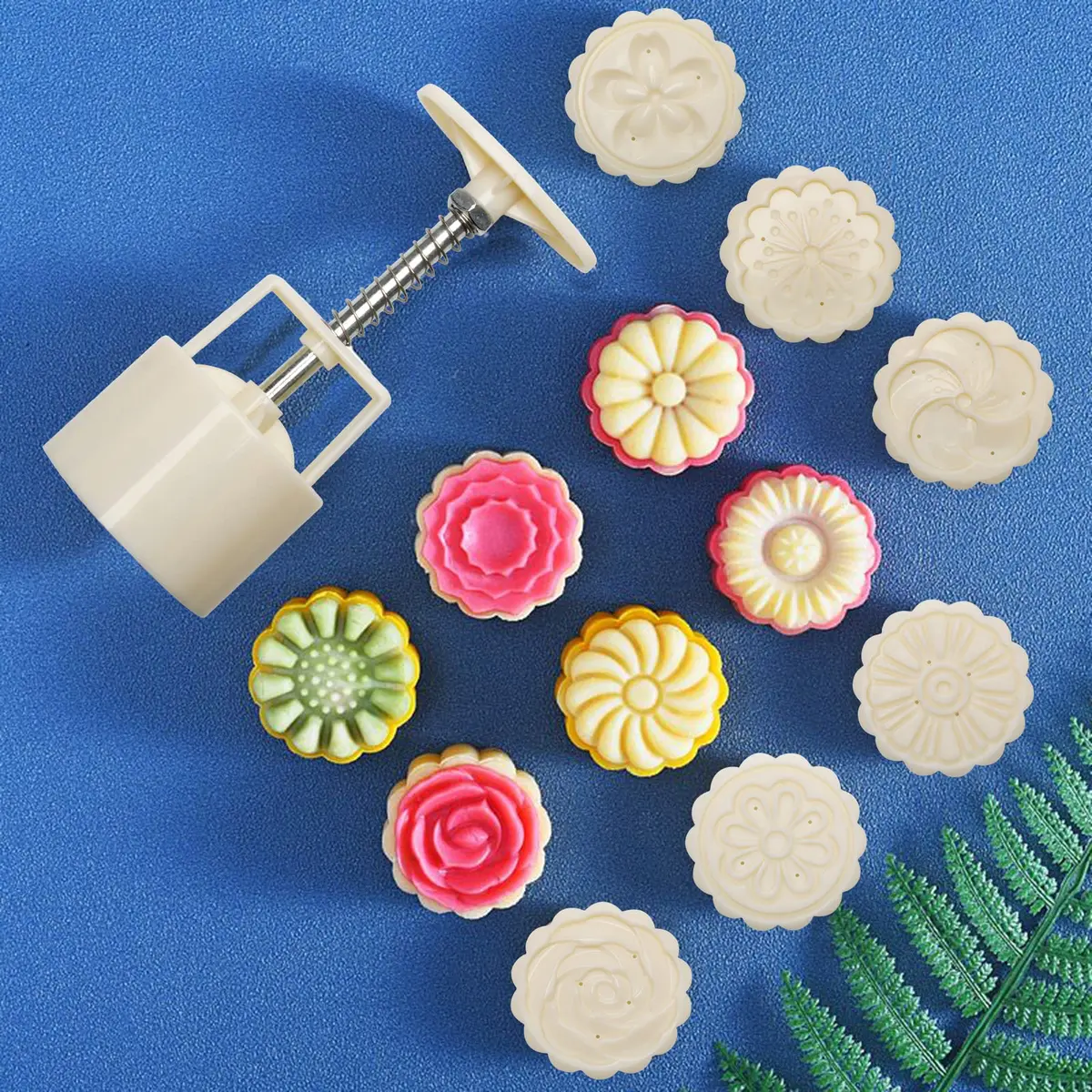 Luxiv Mooncake Mold Set 75g | 12 Patterns Round & Square, Food-Grade ABS, Reusable - view 7