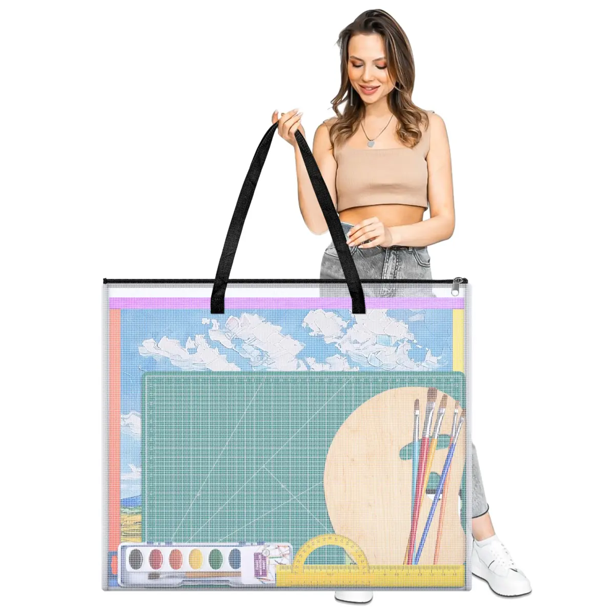 ZKOO Art Portfolio Case 26 x 20 Inches | Black Mesh Folder Poster Storage Bag - main product image
