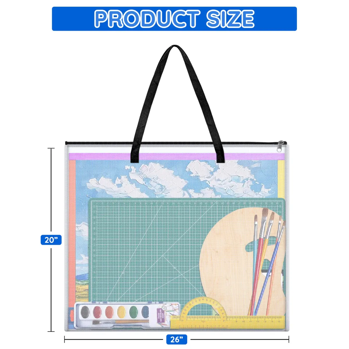 ZKOO Art Portfolio Case 26 x 20 Inches | Black Mesh Folder Poster Storage Bag - view 2