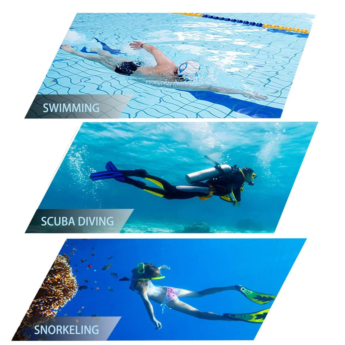DIPUKI Snorkel Mask Snorkeling Set for Adults & Youth | Full Dry Snorkel & Tempered Glass (Black) - view 8