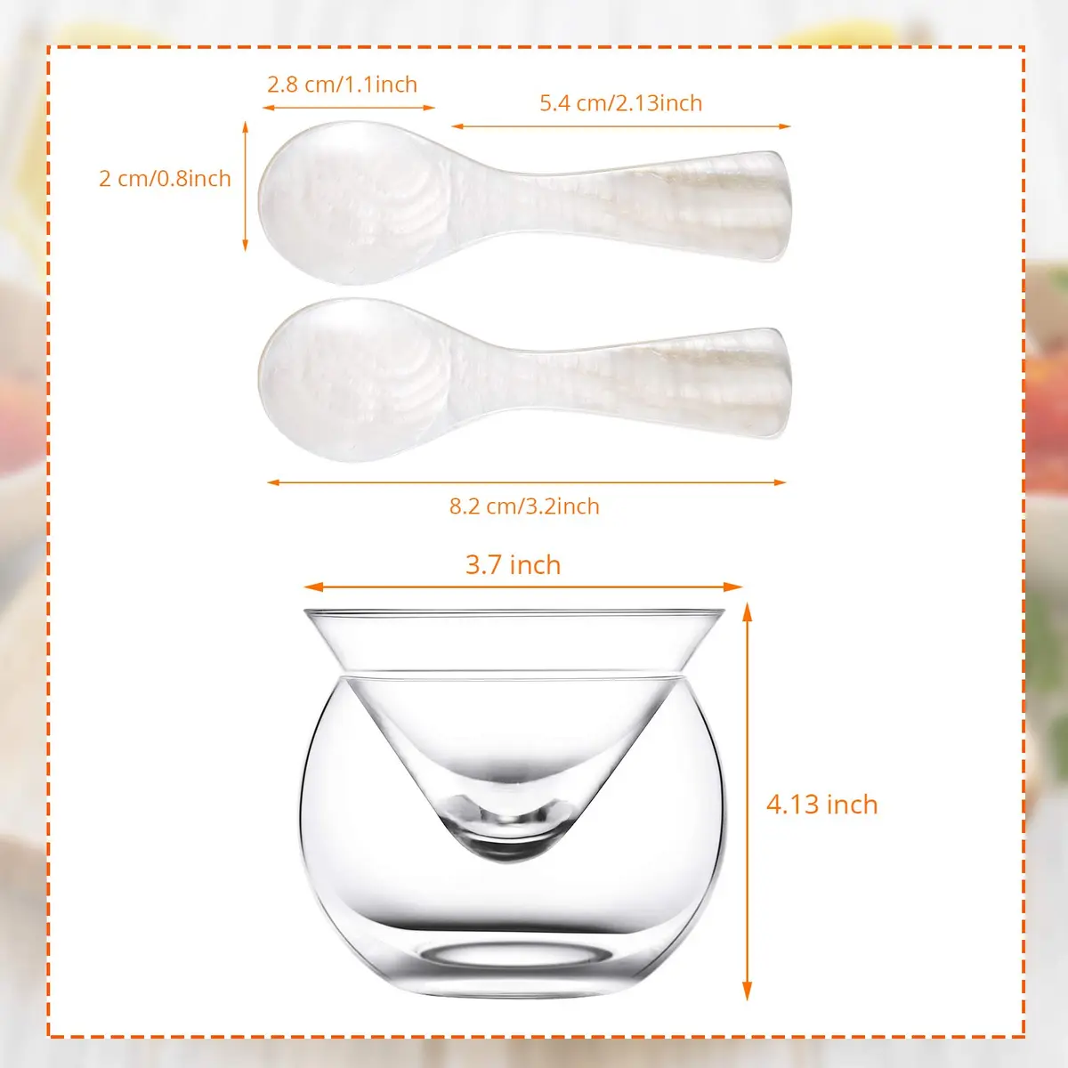 Patelai Caviar Serving Set, Glass Dish with 2 Pcs Caviar Spoons | Elegant & Durable - view 2