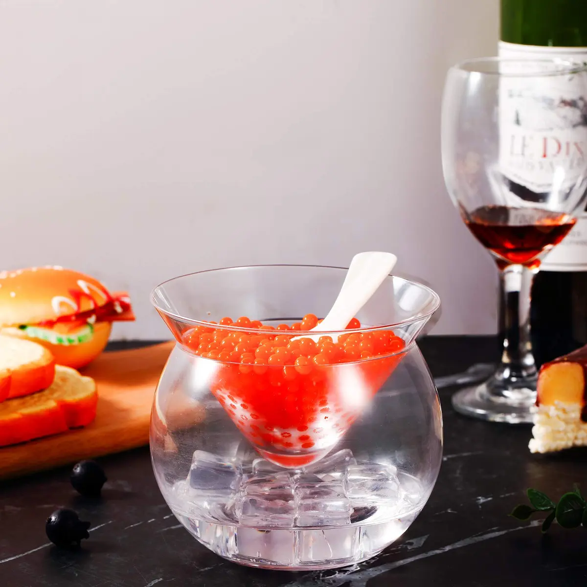 Patelai Caviar Serving Set, Glass Dish with 2 Pcs Caviar Spoons | Elegant & Durable - view 4