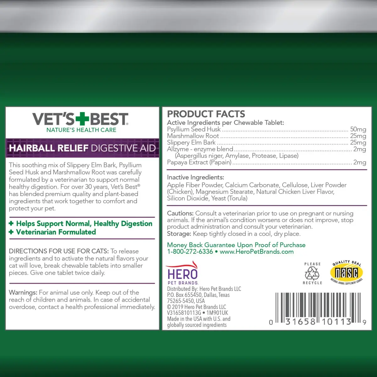 Vet's Best Cat Hairball Relief Chewable Tablets 180 Count | Natural Digestive Aid for Cats - view 7