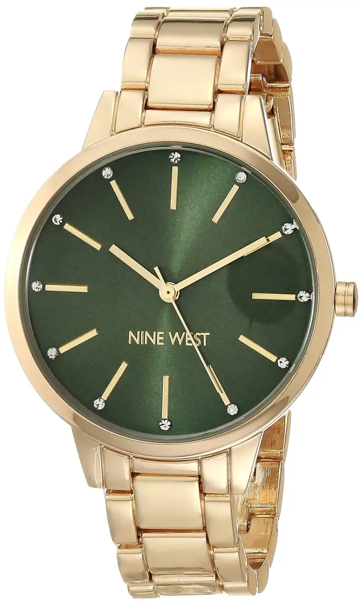 Nine West Women's Crystal Accented Green Dial Watch 36mm (1.42in) | Japanese Quartz Movement - main product image