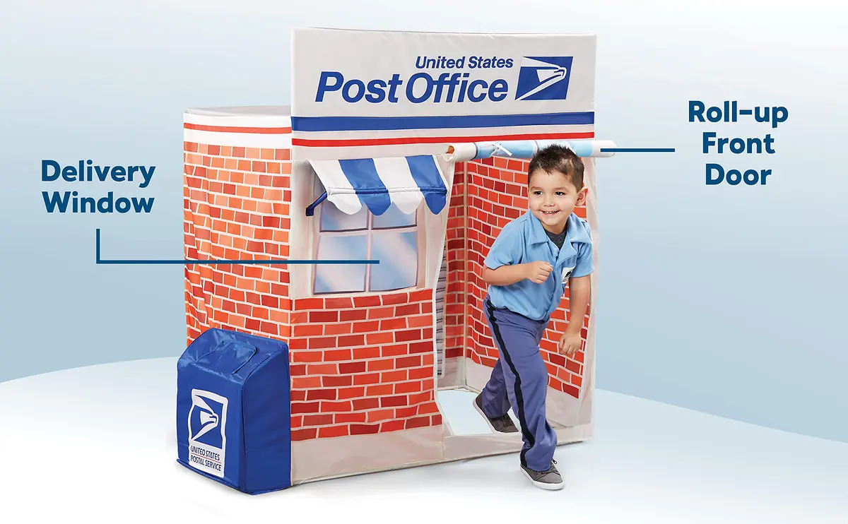 Kid Trax Post Office Play Tent Large White | Interactive Mail Role-Play (115 characters) - view 4