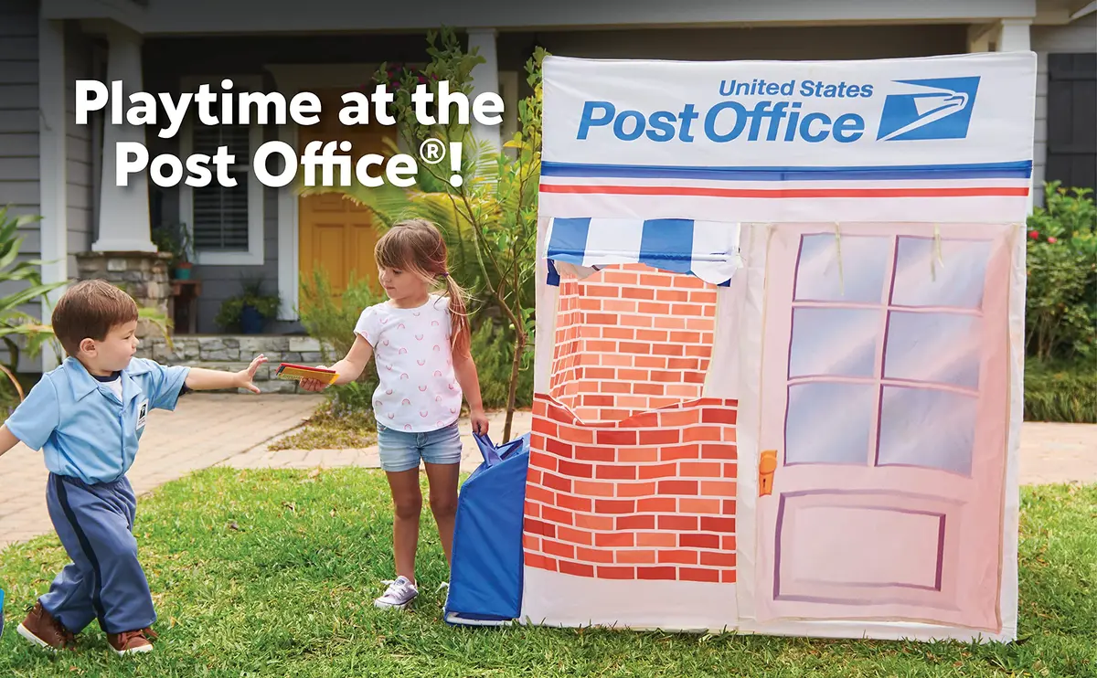 Kid Trax Post Office Play Tent Large White | Interactive Mail Role-Play (115 characters) - view 2