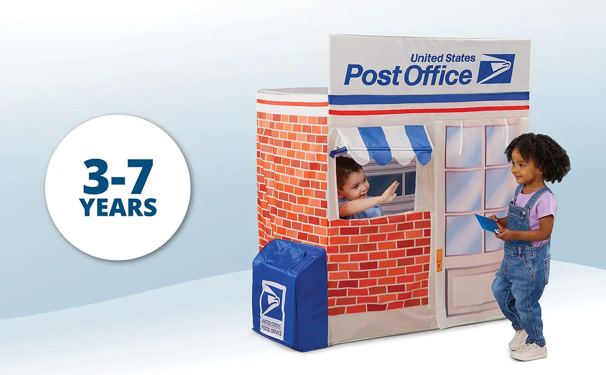 Kid Trax Post Office Play Tent Large White | Interactive Mail Role-Play (115 characters) - view 3