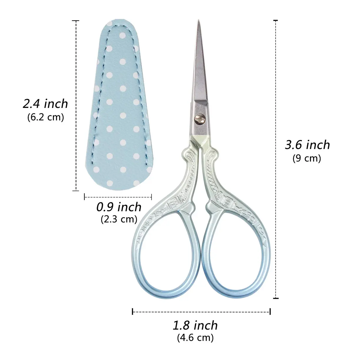Hisuper Embroidery Scissors Set with Leather Sheaths 9.1 cm (3.6 inch) | Sharp Stainless Steel Craft Shears - view 2