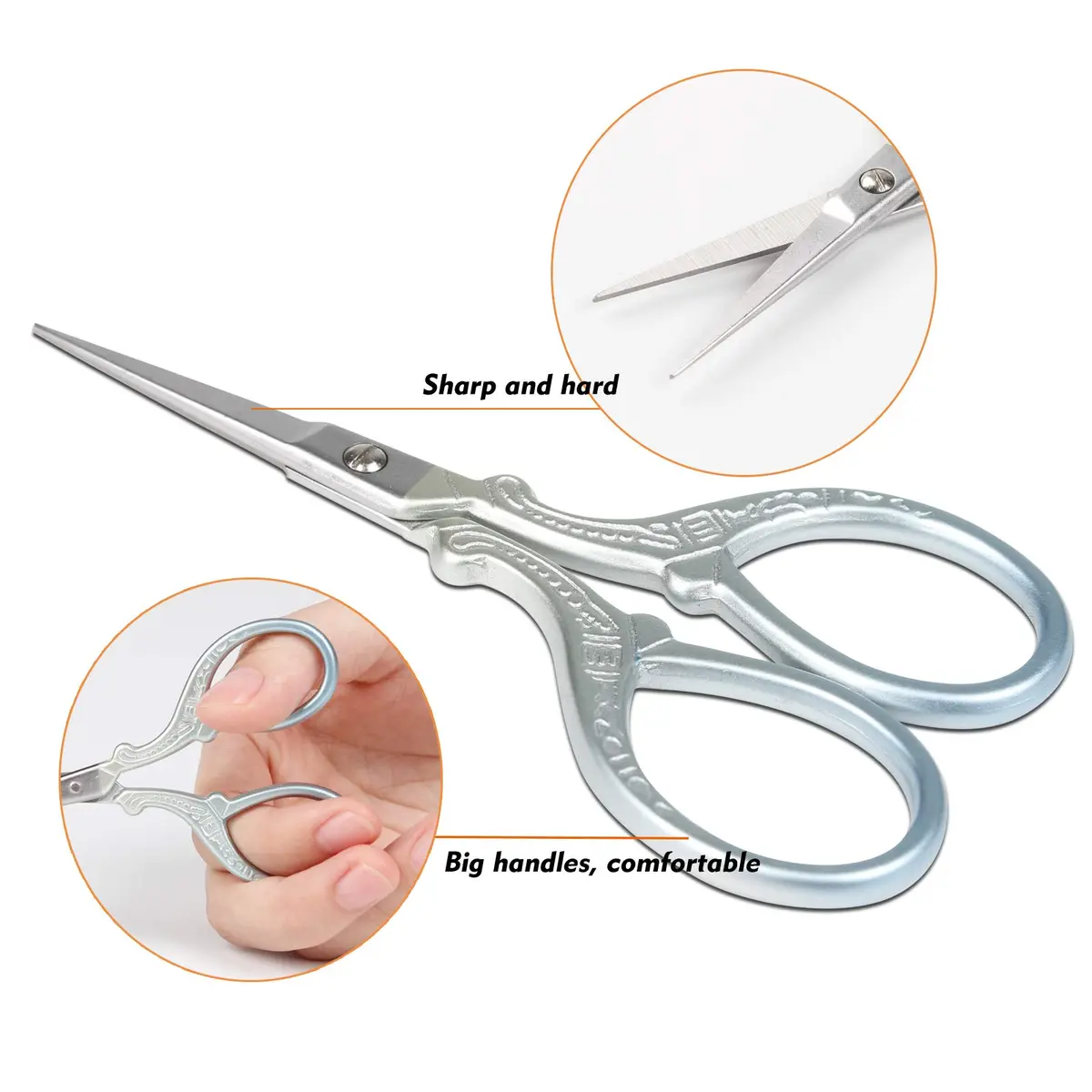 Hisuper Embroidery Scissors Set with Leather Sheaths 9.1 cm (3.6 inch) | Sharp Stainless Steel Craft Shears - view 3