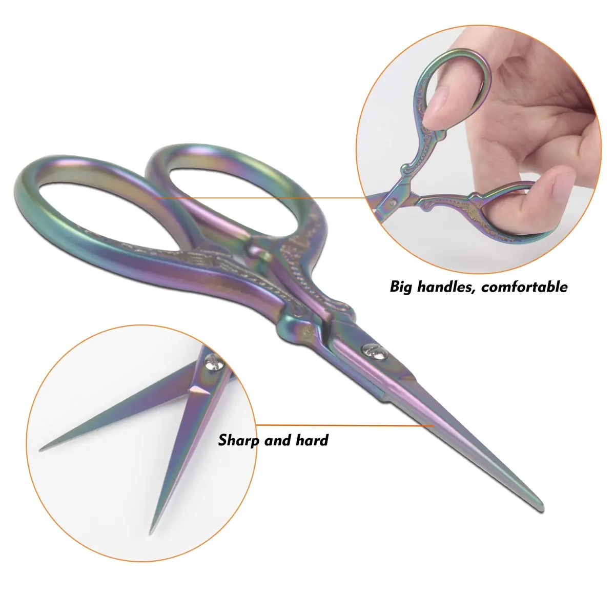 Hisuper 3.6 inch Embroidery Scissors for Sewing, Crafting, Leather Sheath | Ambidextrous Stainless Steel - view 3