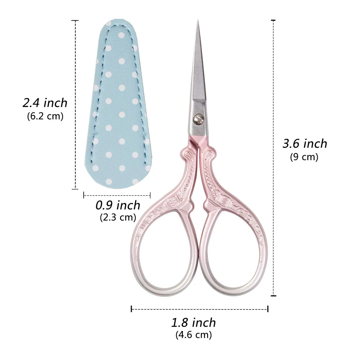 Hisuper Embroidery Scissors Stainless Steel Sharp 3.6 inch (9.1 cm) with Leather Cover - view 2