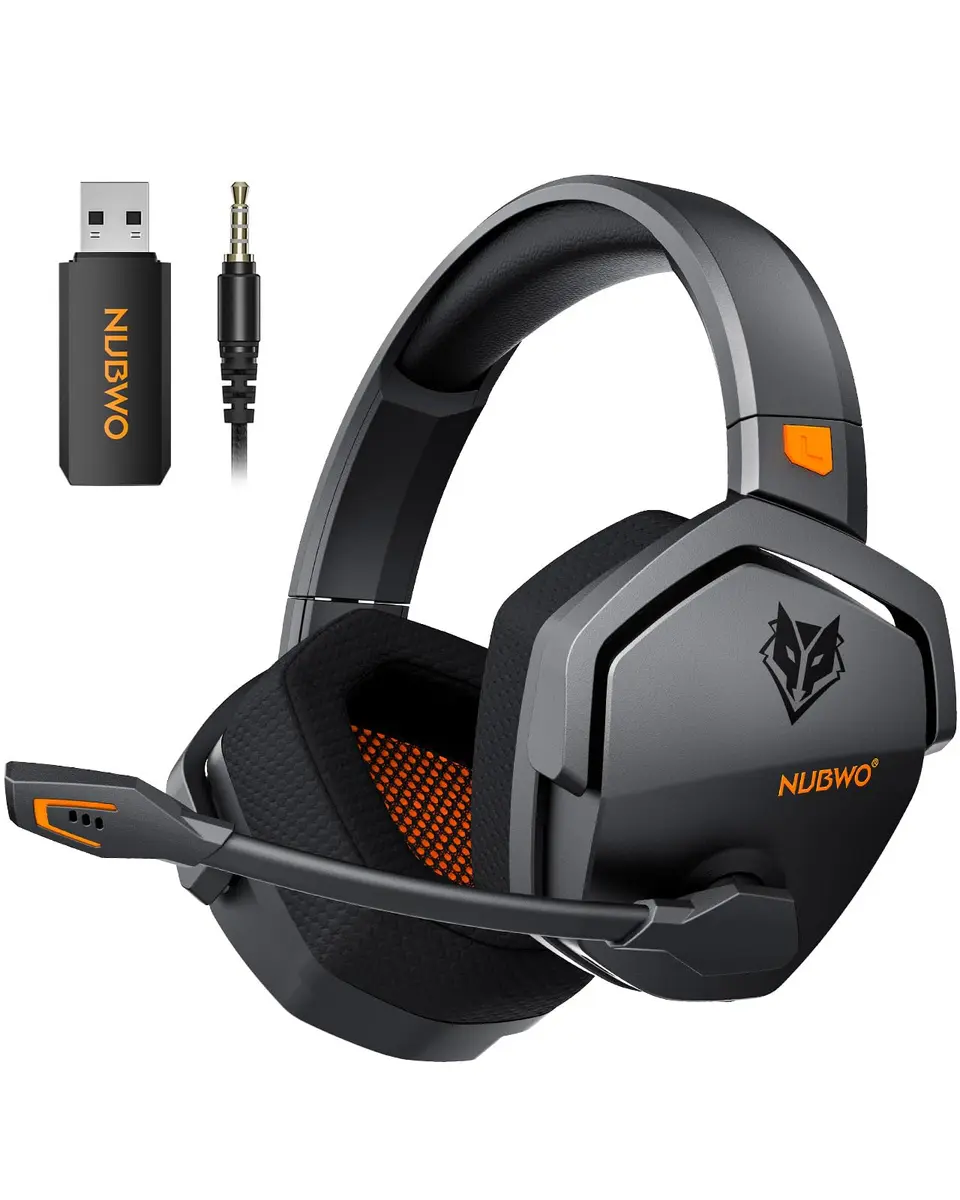 NUBWO G06 Wireless Gaming Headset with Mic for PS5 PS4 PC, 100-Hour Battery, 23ms Sync, Orange - main product image