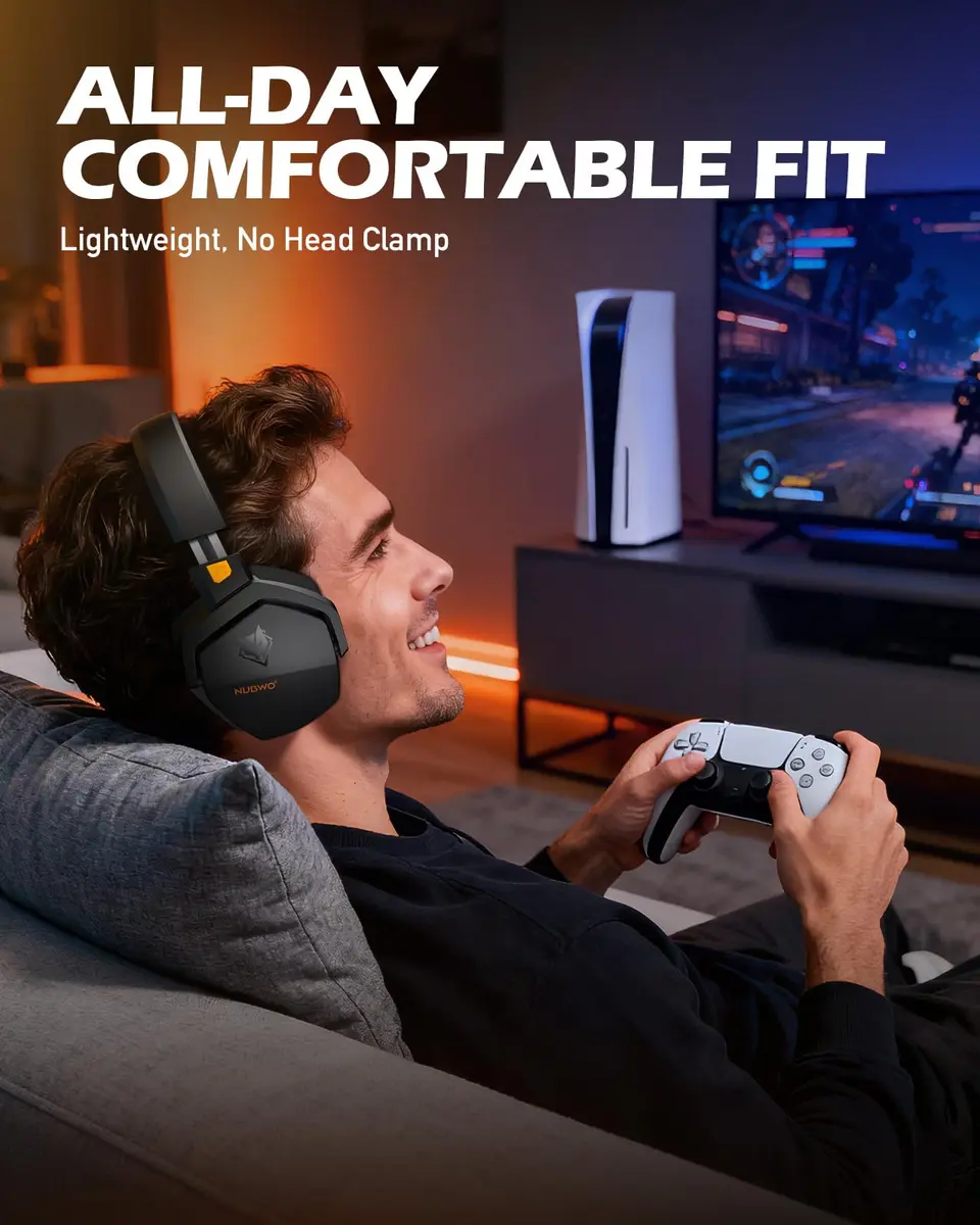 NUBWO G06 Wireless Gaming Headset with Mic for PS5 PS4 PC, 100-Hour Battery, 23ms Sync, Orange - view 8