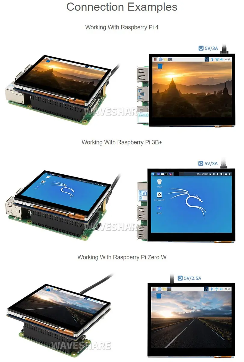 waveshare 3.5inch Capacitive Touch Screen LCD for Raspberry Pi | 640×480 IPS Low Power - view 5