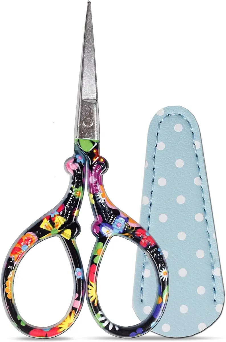 Hisuper 3.6 inch Embroidery Scissors with Leather Sheath | Vintage Crafting Tool - main product image