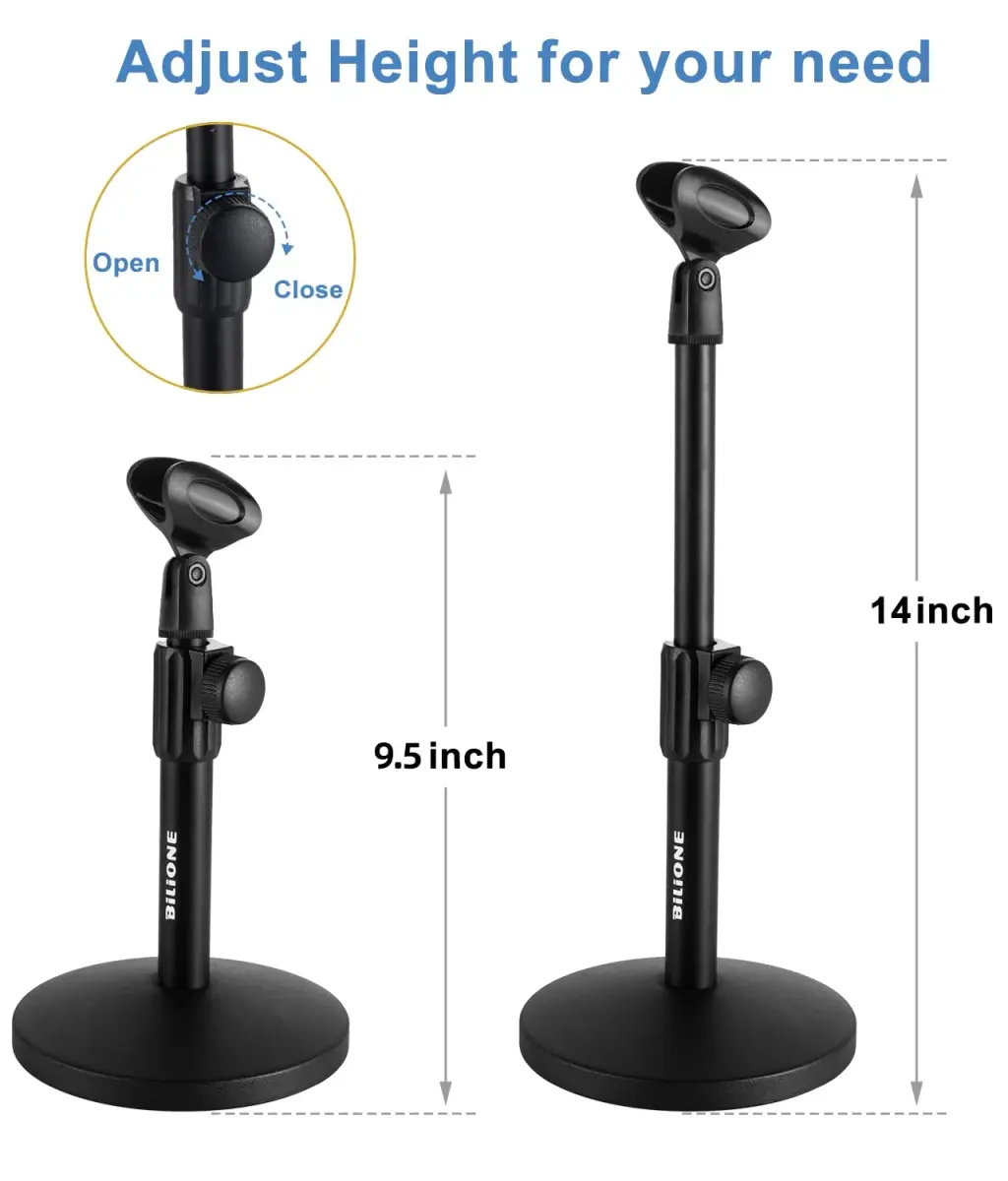 BILIONE Versatile Desktop Microphone Stand Kit with Pop Filter & Shock Mount | 1.12 kg (2.47 lb) Weighted Base - view 5