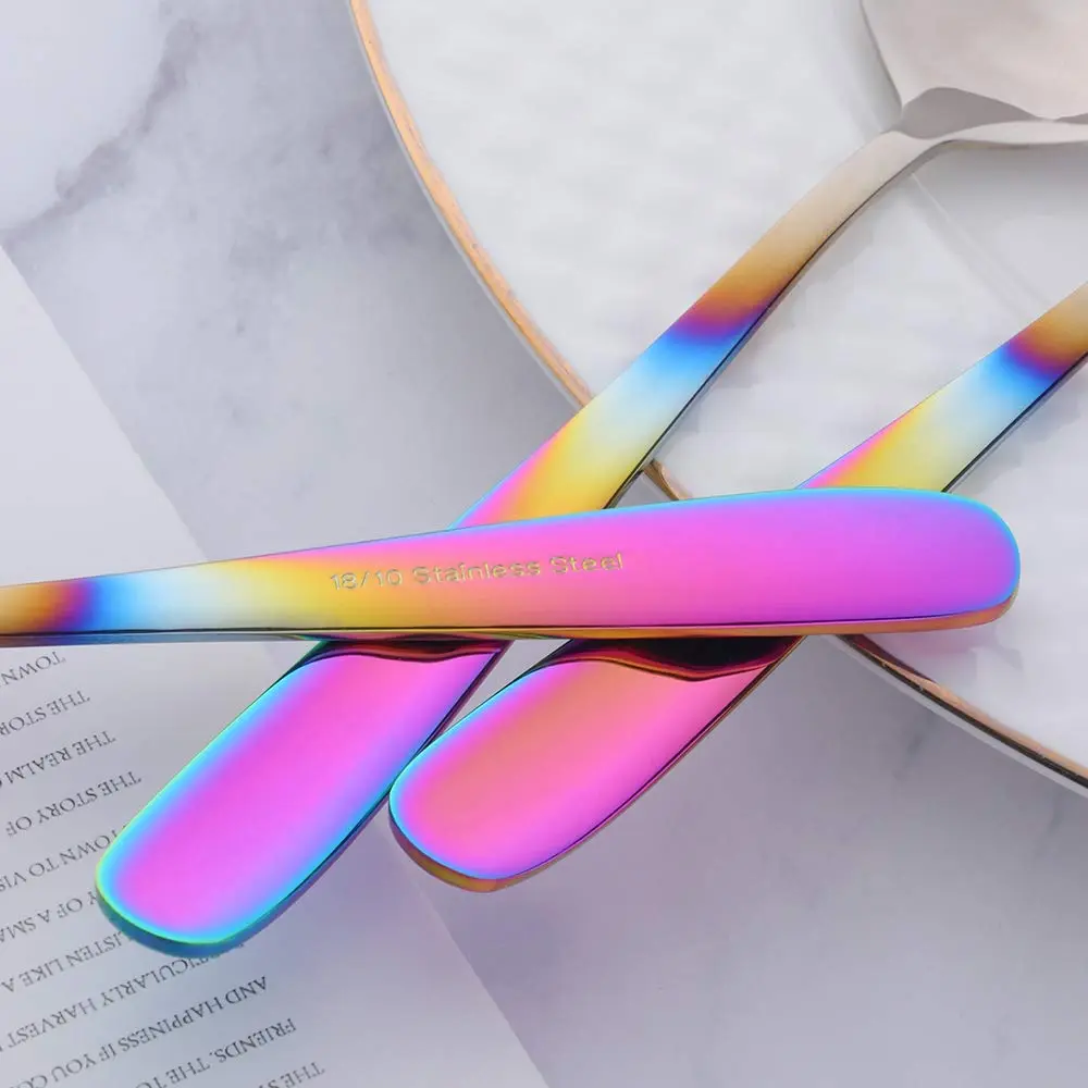 Buyer Star Bouillon Spoon Set, 7-Inch Round Soup Spoons, 6 Pieces | Gradient Rainbow - view 5