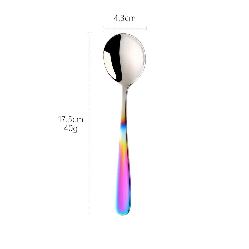Buyer Star Bouillon Spoon Set, 7-Inch Round Soup Spoons, 6 Pieces | Gradient Rainbow - view 2