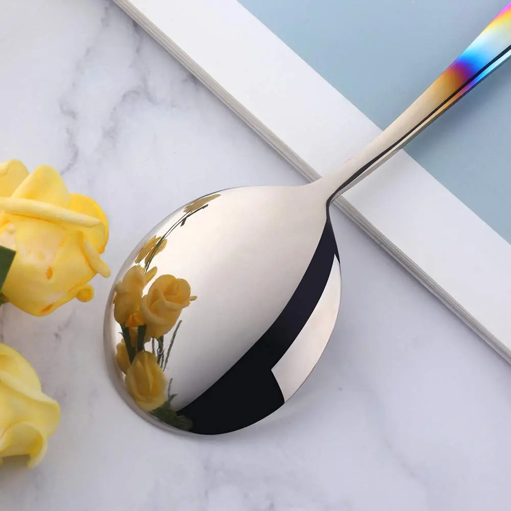 Buyer Star Bouillon Spoon Set, 7-Inch Round Soup Spoons, 6 Pieces | Gradient Rainbow - view 4