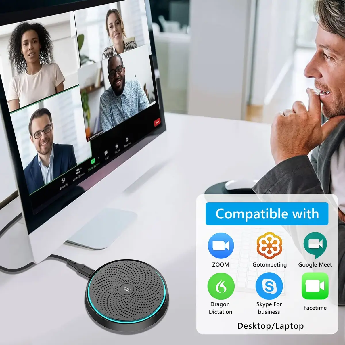 ANSTEN Conference USB Microphone, Omnidirectional Condenser PC Mic with Mute Function | 50g (1.76oz) - view 2
