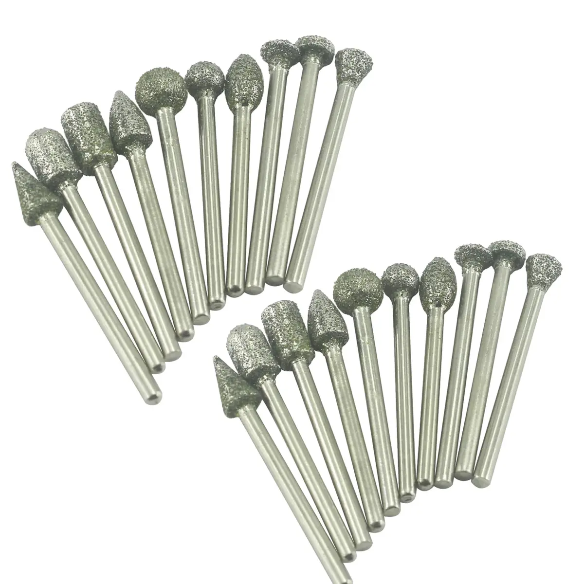 Luo ke Diamond Burr Set 20 Pcs (60 Grit) with 1/8'' Shank | For Stone, Glass, Metal & Hard Materials - main product image