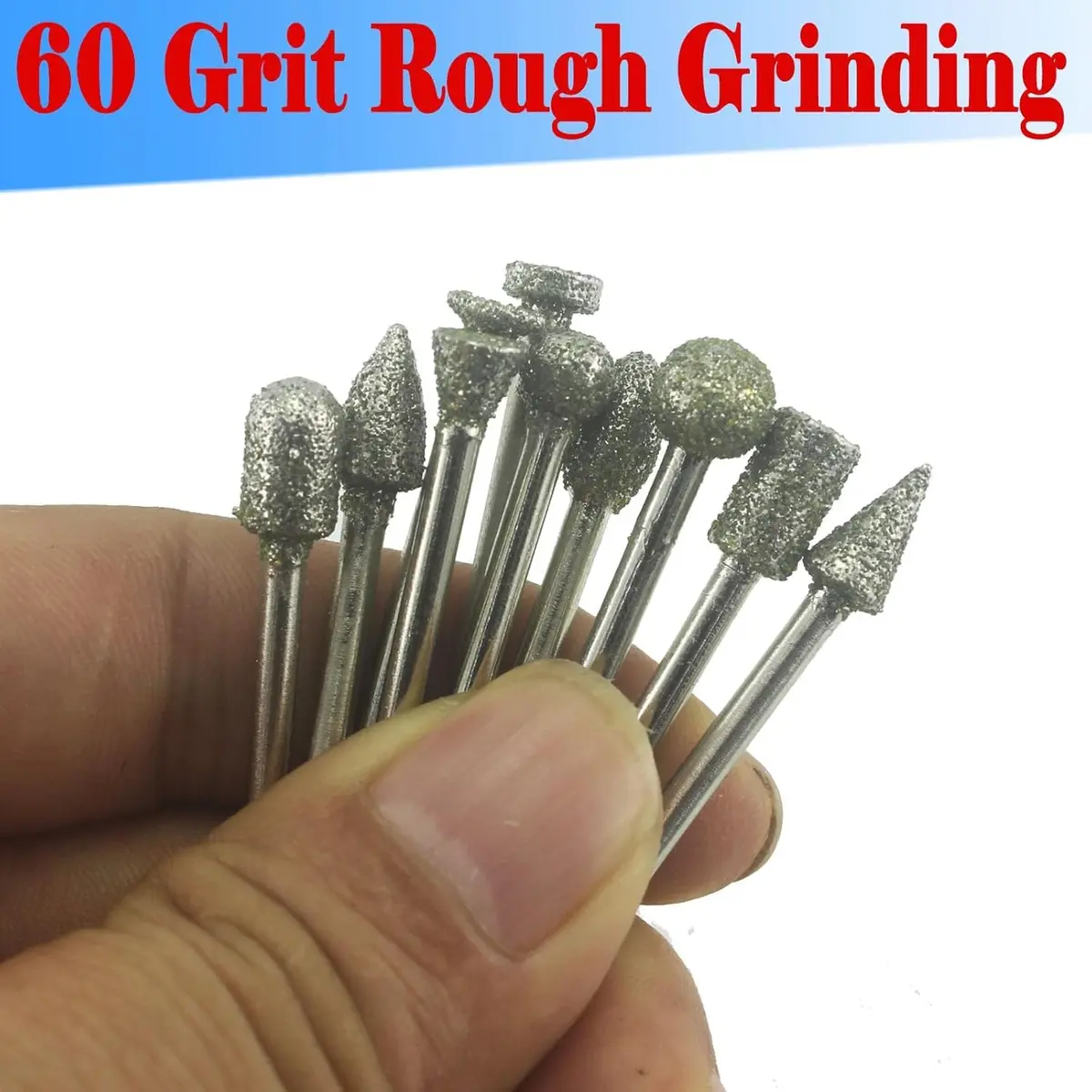 Luo ke Diamond Burr Set 20 Pcs (60 Grit) with 1/8'' Shank | For Stone, Glass, Metal & Hard Materials - view 2