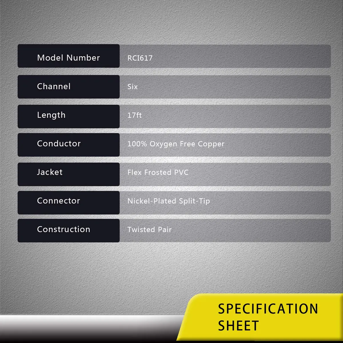 RECOIL RCI617 17ft (5.18m) 6-Channel RCA Audio Cable | Twisted Pair Noise Reduction - view 6