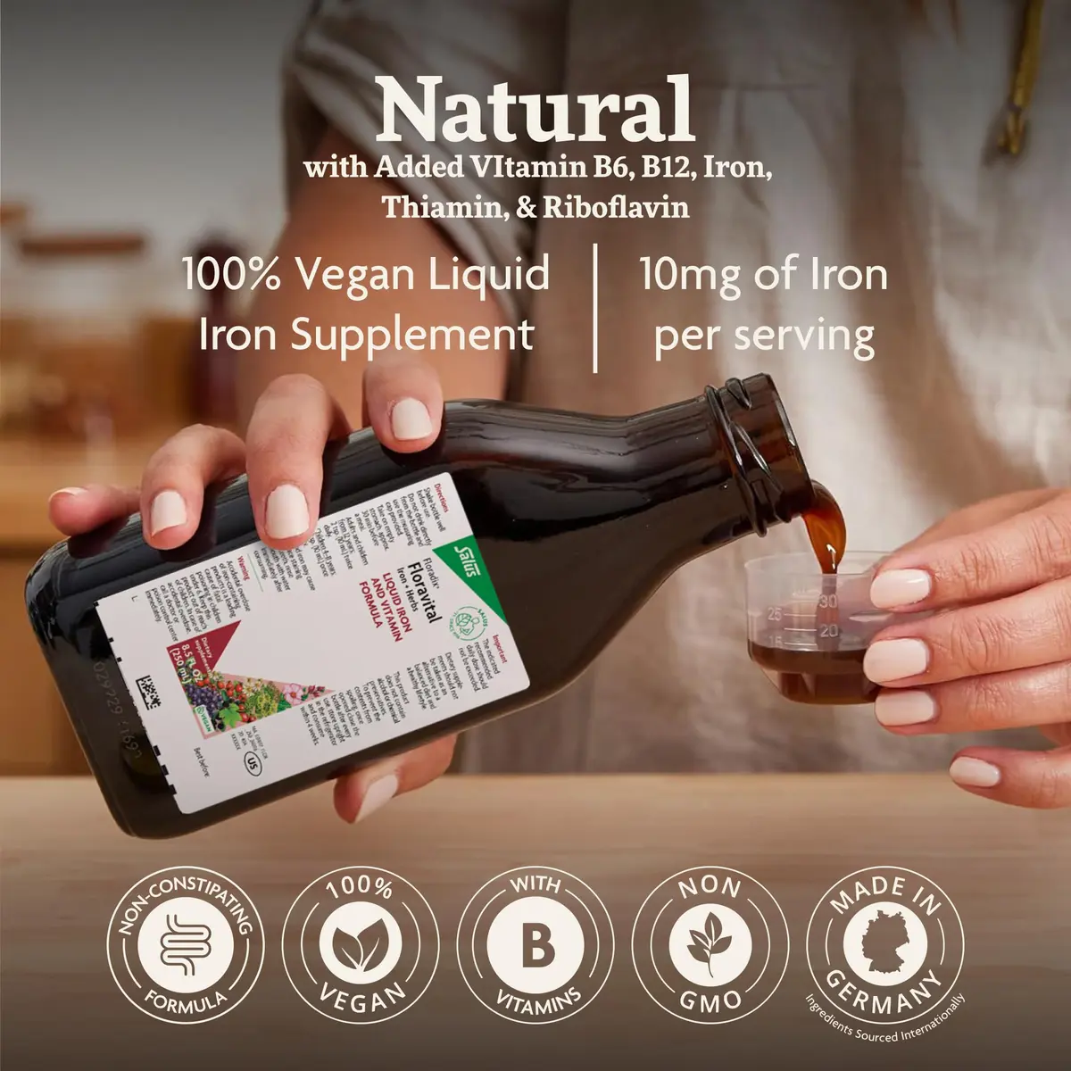 Floradix Floravital Liquid Iron Supplement, Vegan, Gluten-Free, 16.9 Fl Oz | Supports Iron Absorption & Energy - view 3
