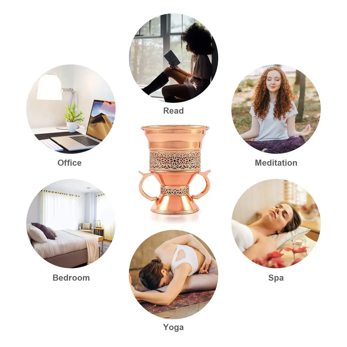 HOCUROAY Metal Frankincense Resin Incense Burner Rose Gold | Durable, Portable & Elegant for Yoga, Spa & Aromatherapy - view 6