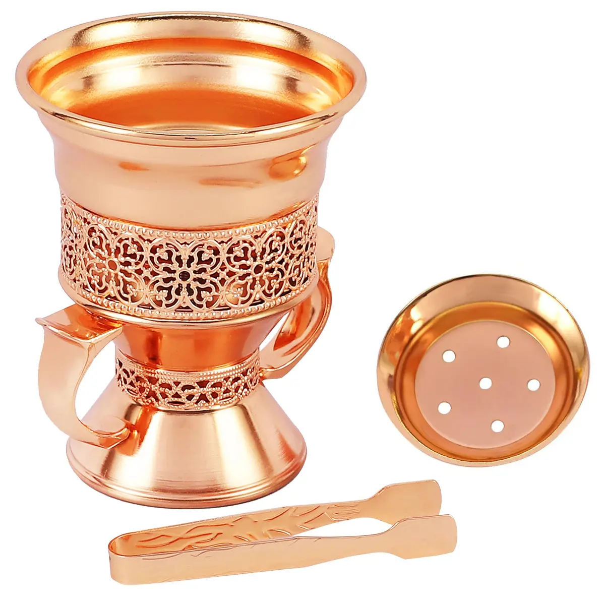 HOCUROAY Metal Frankincense Resin Incense Burner Rose Gold | Durable, Portable & Elegant for Yoga, Spa & Aromatherapy - main product image