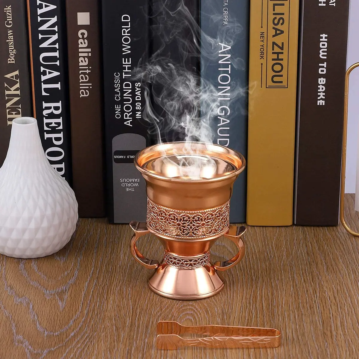 HOCUROAY Metal Frankincense Resin Incense Burner Rose Gold | Durable, Portable & Elegant for Yoga, Spa & Aromatherapy - view 7