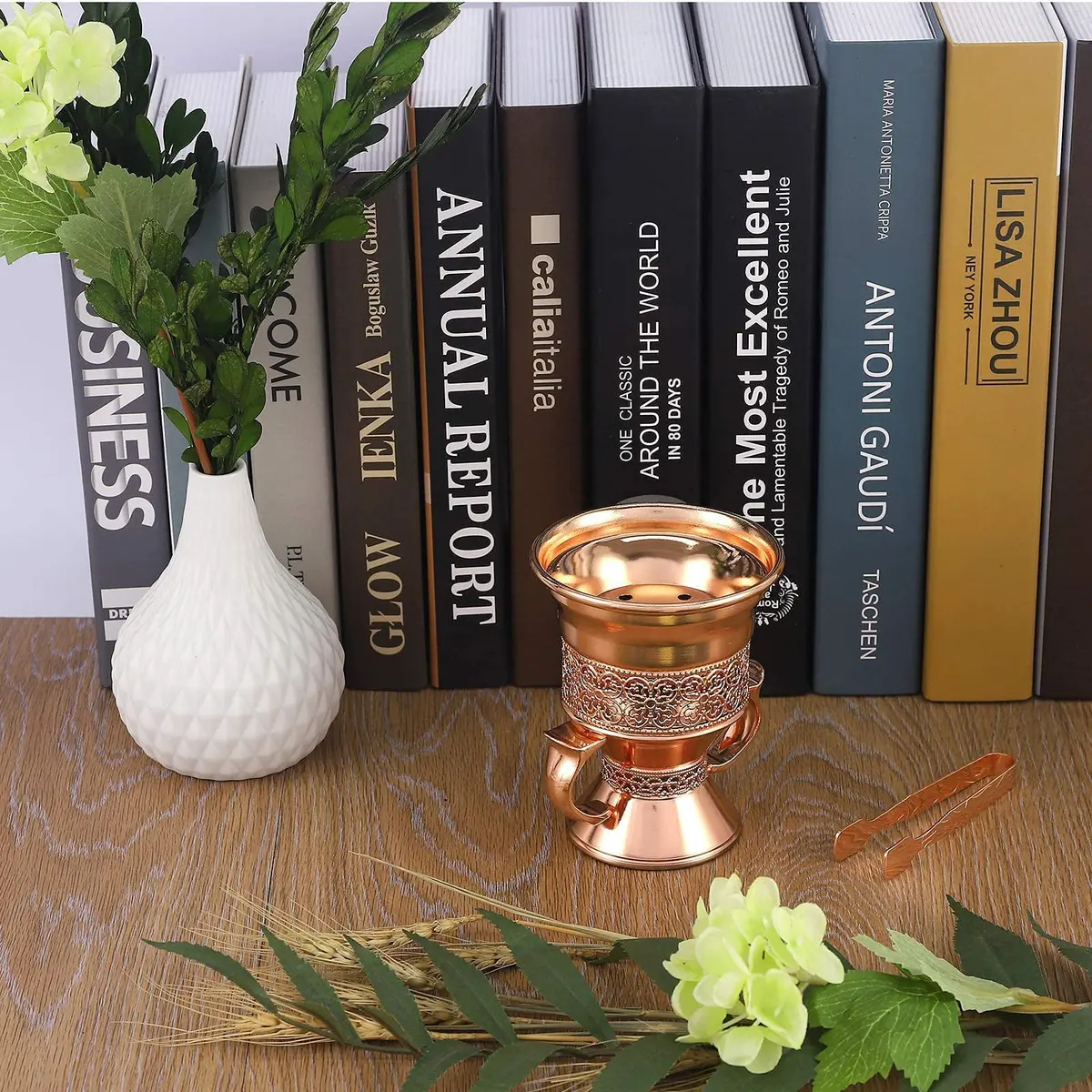 HOCUROAY Metal Frankincense Resin Incense Burner Rose Gold | Durable, Portable & Elegant for Yoga, Spa & Aromatherapy - view 8