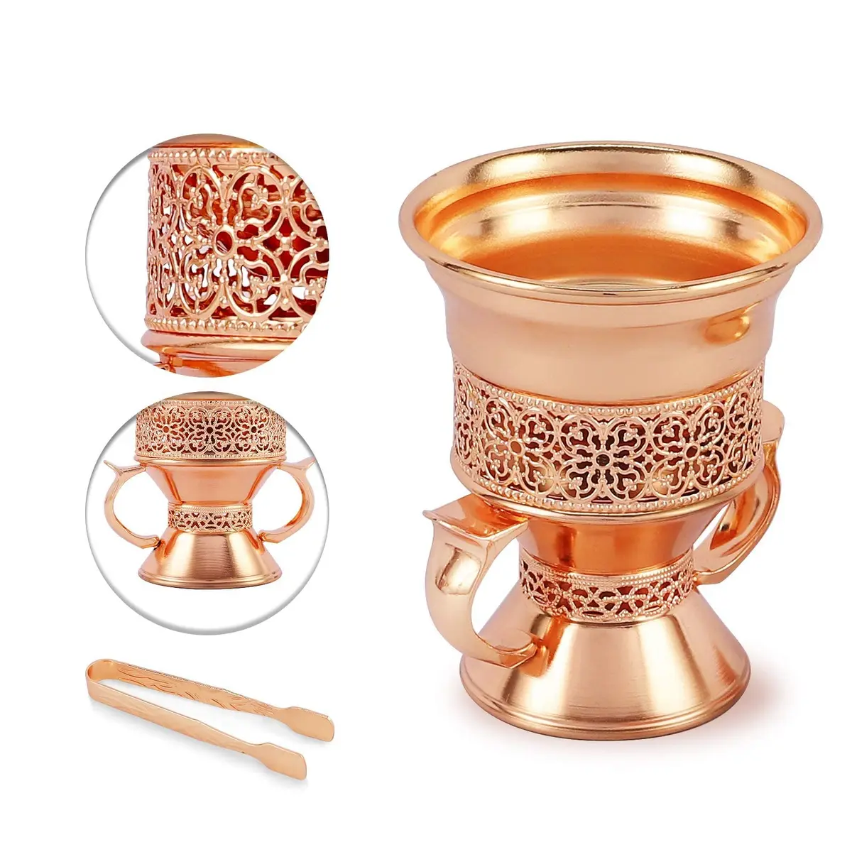HOCUROAY Metal Frankincense Resin Incense Burner Rose Gold | Durable, Portable & Elegant for Yoga, Spa & Aromatherapy - view 2