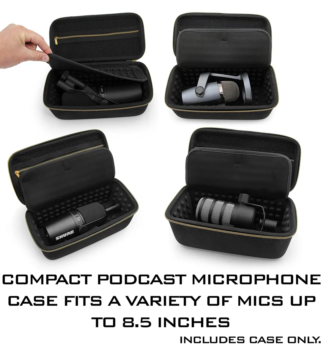 CASEMATIX Studio Hard Shell Case for Rode PodMic, Shure SM7B & Large Podcast Mics - Turquoise (25.6cm x 13.7cm x 10.2cm) - view 6