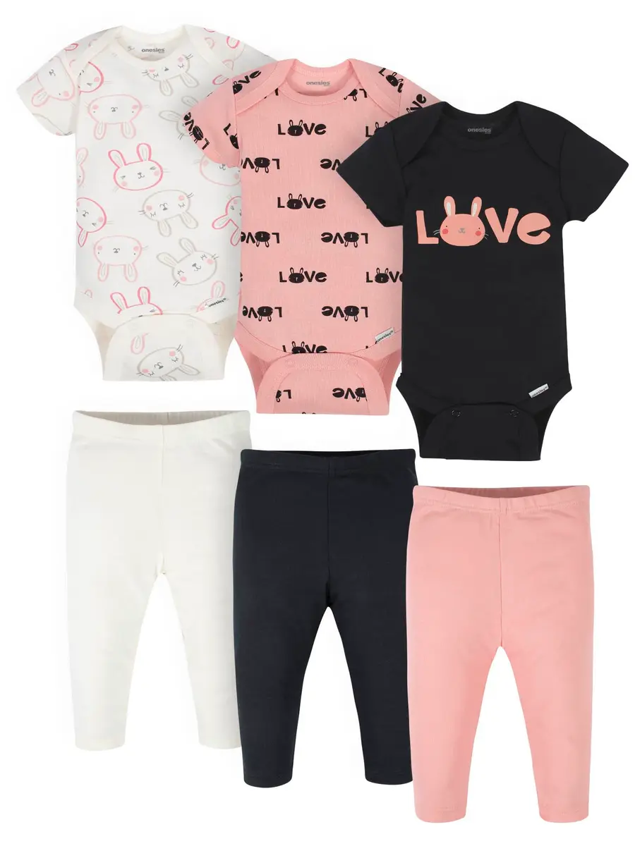 Onesies Brand Baby 3 Onesies 3 Pants Outfit Bundle Mix n Match 3-6 Months | Soft Cotton, Easy Care - main product image