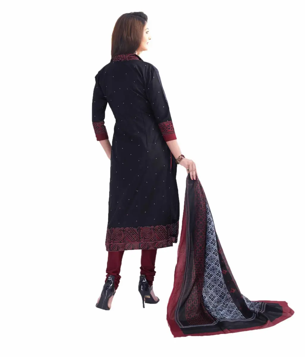Miraan Women's Cotton Printed Salwar Suit Medium Black | Casual & Festive Wear - view 2
