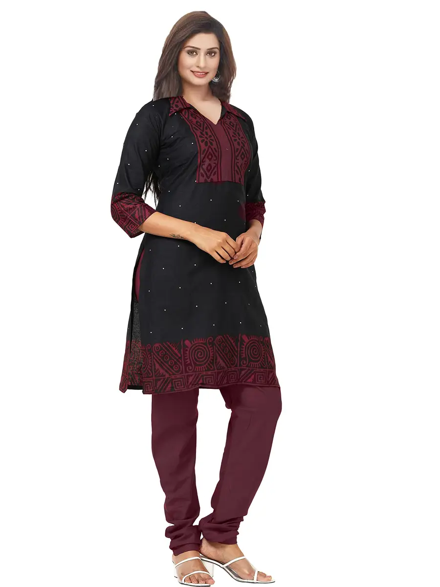 Miraan Women's Cotton Printed Salwar Suit Medium Black | Casual & Festive Wear - view 3