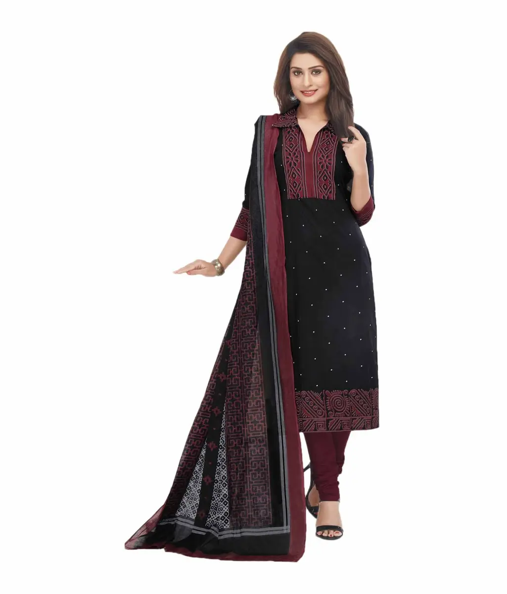 Miraan Women's Cotton Printed Salwar Suit Large Black | Casual & Ethnic Wear - main product image