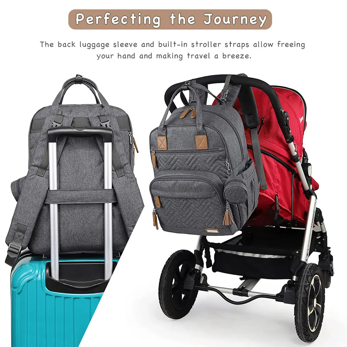 iniuniu Baby Diaper Backpack 2 Piece Set Waterproof Large Capacity for Moms Dads - view 6