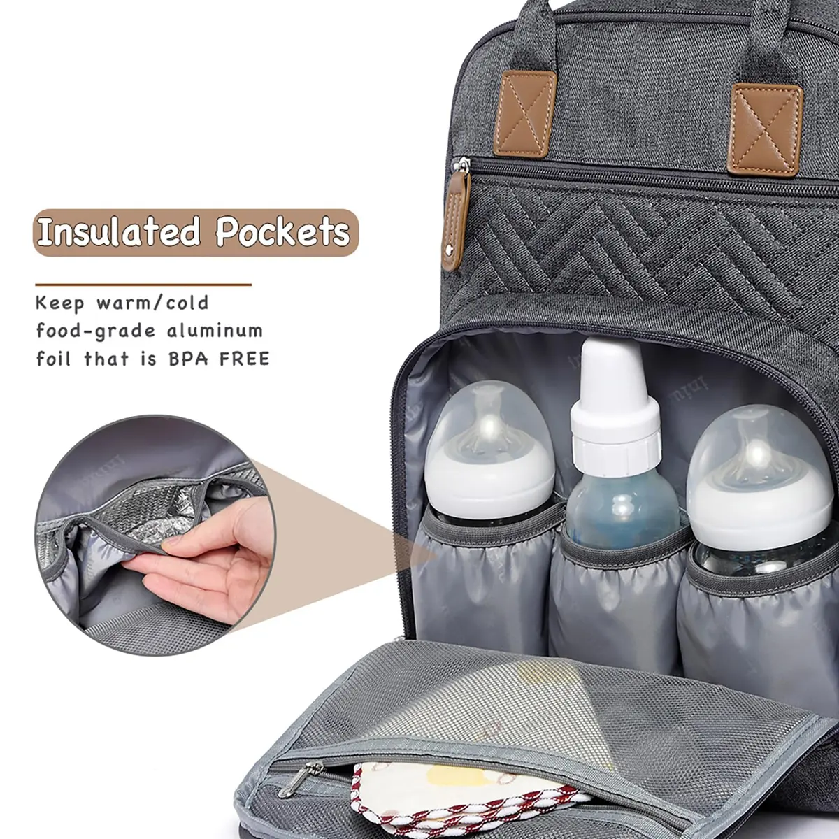 iniuniu Baby Diaper Backpack 2 Piece Set Waterproof Large Capacity for Moms Dads - view 2