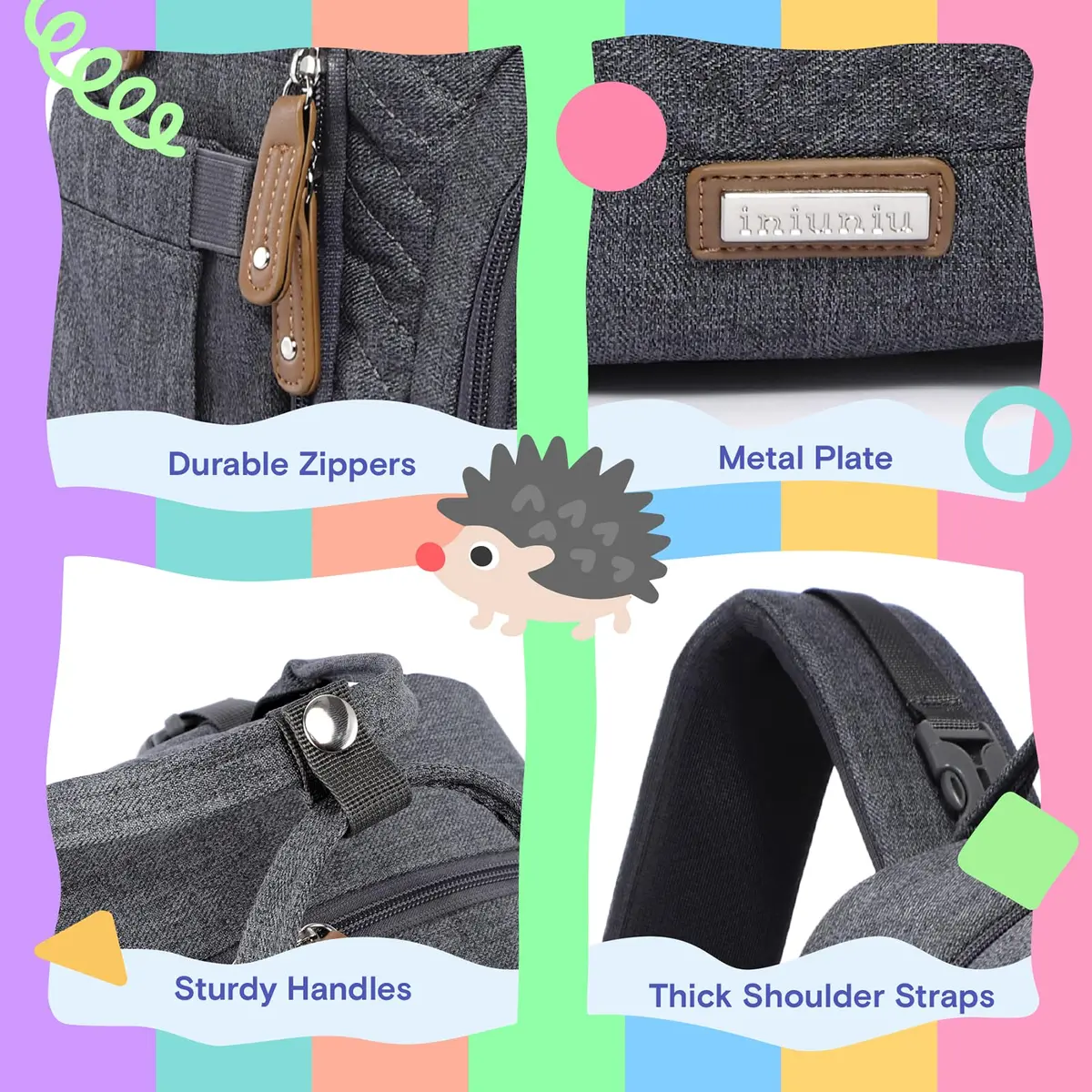 iniuniu Baby Diaper Backpack 2 Piece Set Waterproof Large Capacity for Moms Dads - view 3