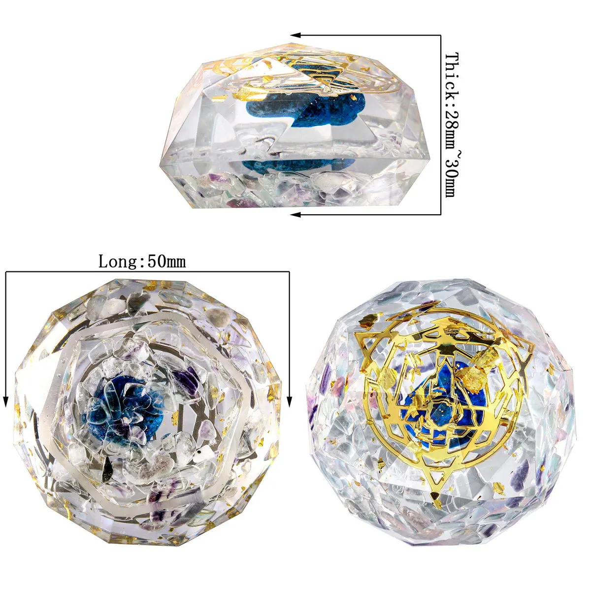 mookaitedecor Fluorite Star of David Symbol Orgone Pocket Stone | Spiritual Decor & Good Luck Charm (70-120 chars) - view 2