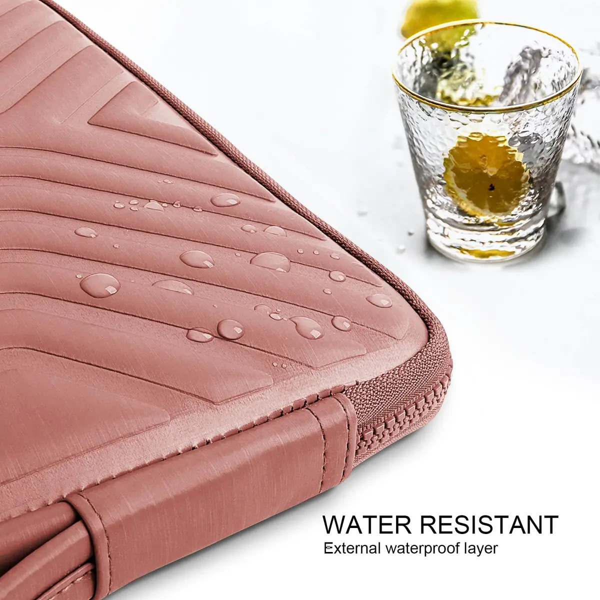 DOMISO 15.6 Inch Shockproof Waterproof Laptop Sleeve with Handle | Lightweight Soft EVA Tablet Case for 15.6" Laptops in Pink - view 5