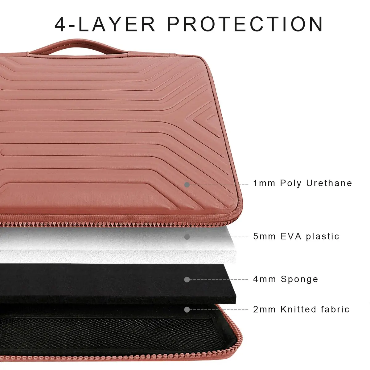 DOMISO 15.6 Inch Shockproof Waterproof Laptop Sleeve with Handle | Lightweight Soft EVA Tablet Case for 15.6" Laptops in Pink - view 2