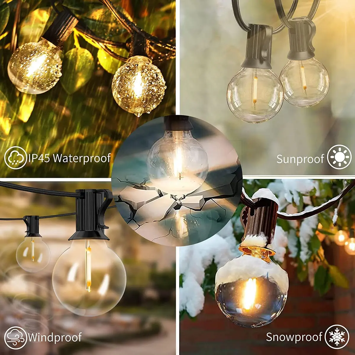 Svater Outdoor String Lights 25 FT G40 LED Waterproof Shatterproof Warm White - view 4
